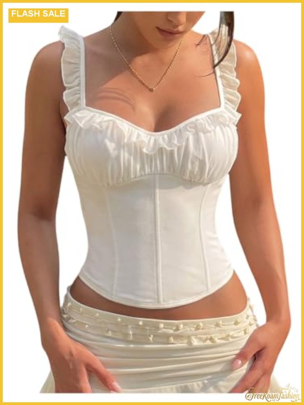 Ruffle Lace Up Corset Top Sexy Bustier Bodyshaper for Women